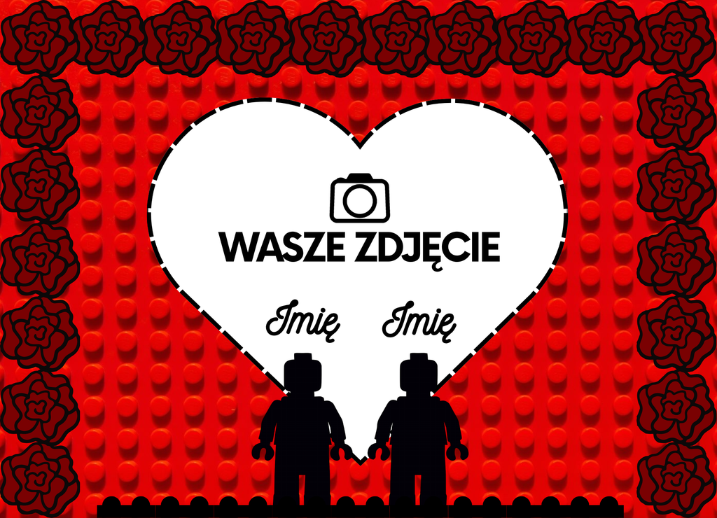 Personalizowana Ramka 3D "Nasza Miłość" – Minifigurki, Róże i Wasze Zdjęcie