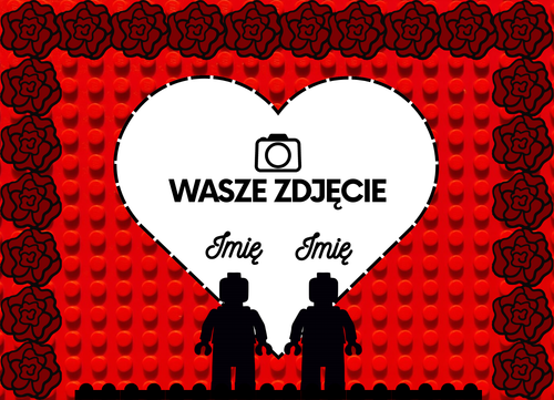 Personalizowana Ramka 3D "Nasza Miłość" – Minifigurki, Róże i Wasze Zdjęcie